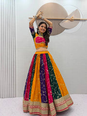 Women’s Multicolor Lehenga Choli Set with Dupatta, Traditional Indian Ethnic Wear