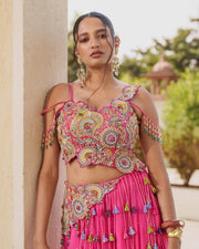 Women’s Pink Embroidered Lehenga Choli Set