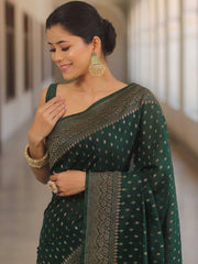 Banarasi Silk Saree for Women with All Over Woven Butti Design and Rich Jacquard Border