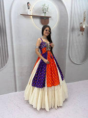 Women’s Bandhani Lehenga Choli with Kutchi Mirror Work