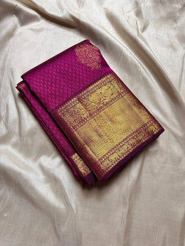 Soft Lichi Silk Saree for Women with Golden Jacquard Work and Rich Woven Border
