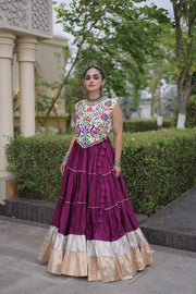 Women’s Rayon Lehenga with Kutchi Work Blouse