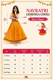 Girls Traditional Indian Lehenga Choli Set, Mustard Yellow Flared Lehenga Skirt