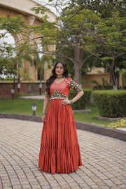 Women’s Anarkali Gown with Embroidered Kutchi Mirror Work