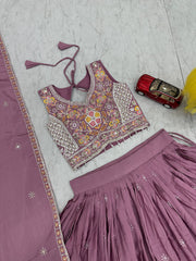 Women’s Floral Heavy Thread & Sequin Work Lehenga Choli with Dupatta