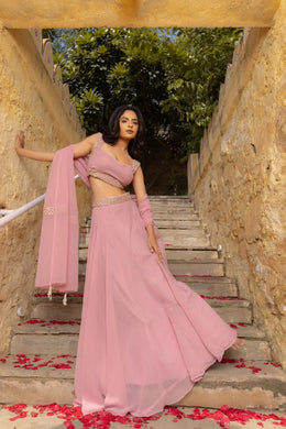 Women’s Pink Lehenga Choli Set with Dupatta, Elegant Indian Ethnic Outfit for Wedding