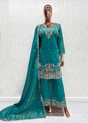 Women’s Embroidered Silk Kurta Palazzo Suit Set with Dupatta