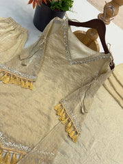 Women’s Beige,Maroon Embroidered Anarkali Suit Set with Dupatta