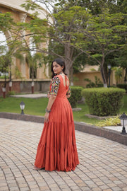 Women’s Anarkali Gown with Embroidered Kutchi Mirror Work