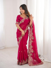 Elegant Indian Traditional Saree with Matching Blouse for Wedding, Party & Festive Wear