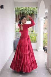 Women’s Ethnic Anarkali Gown Dress with Embroidered Bodice