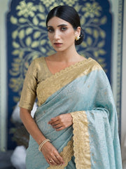 Pastel Pink Kanjivaram Silk Saree – Gold Zari Embroidered Wedding & Bridal Saree