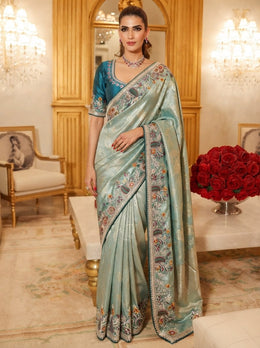 Pure Kanjivaram Silk Saree – Heavy Embroidered Indian Wedding & Bridal Saree