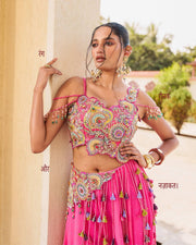 Women’s Pink Embroidered Lehenga Choli Set