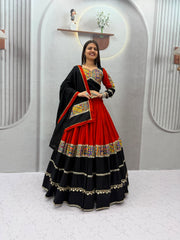 Women’s Pure Cotton Mirror Work Lehenga Choli Set with Dupatta