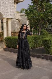 Women’s Anarkali Maxi Dress with Embroidered Bodice