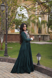 Women’s Anarkali Gown with Kutchi Gamthi Embroidery and Mirror Work