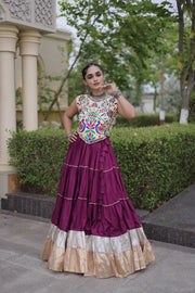 Women’s Rayon Lehenga with Kutchi Work Blouse