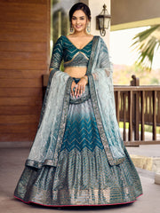 Women’s Sequin Embroidered Lehenga Choli Set with Net Dupatta, Silver Zari Work A-Line Ethnic Indian Traditional Party Wear Outfit (Copy)