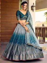 Women’s Sequin Embroidered Lehenga Choli Set with Net Dupatta, Silver Zari Work A-Line Ethnic Indian Traditional Party Wear Outfit (Copy)