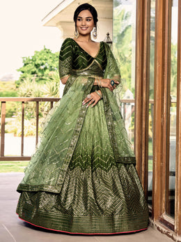 Women’s Sequin Embroidered Lehenga Choli Set with Net Dupatta, Silver Zari Work A-Line Ethnic Indian Traditional Party Wear Outfit (Copy) (Copy)