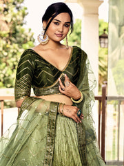 Women’s Sequin Embroidered Lehenga Choli Set with Net Dupatta, Silver Zari Work A-Line Ethnic Indian Traditional Party Wear Outfit (Copy) (Copy)