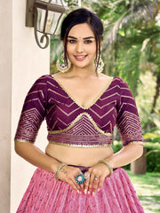 Women’s Sequin Embroidered Lehenga Choli Set with Net Dupatta, Silver Zari Work A-Line Ethnic Indian Traditional Party Wear Outfit (Copy) (Copy)