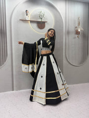 Women’s Roman Silk Lehenga Choli with Dupatta Real Mirror Work