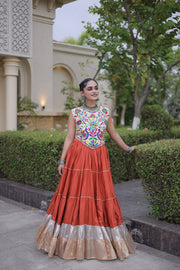 Women’s Rayon Lehenga with Kutchi Work Blouse