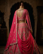 Women’s Pink Embroidered Lehenga Choli with Dupatta