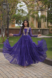 Women’s Anarkali Maxi Dress with Embroidered Bodice