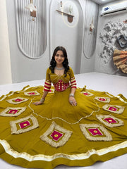 Women’s Mustard Yellow Lehenga Choli Set, Traditional Indian Ethnic Wedding Wear