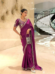Women’s Saree with Embroidered Border For Traditional Look