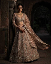 Women’s Dusty Rose Embroidered Lehenga Choli Set with Dupatta