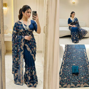Indian Saree for Wedding, Party & Festive Wear, Traditional Saree with Matching Blouse