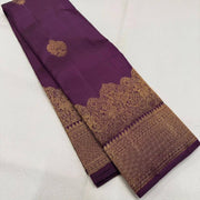 Deep Purple Soft Lichi Silk Saree for Women with All Over Jacquard Work
