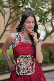Women’s Embroidered Rayon Lehenga Choli Set,Traditional Indian Ethnic Wear