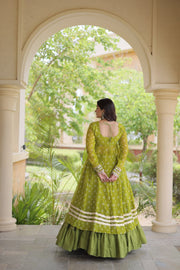 Kora Cotton Lehenga Choli Set for Women with Bandhni Print Kurti