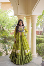 Kora Cotton Lehenga Choli Set for Women with Bandhni Print Kurti