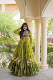 Kora Cotton Lehenga Choli Set for Women with Bandhni Print Kurti