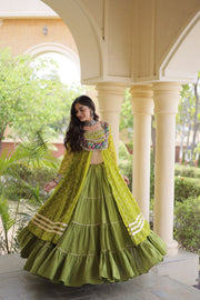 Kora Cotton Lehenga Choli Set for Women with Bandhni Print Kurti