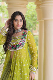 Kora Cotton Lehenga Choli Set for Women with Bandhni Print Kurti