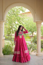 Kora Cotton Lehenga Choli Set for Women with Bandhni Print Kurti