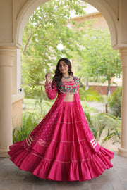 Kora Cotton Lehenga Choli Set for Women with Bandhni Print Kurti