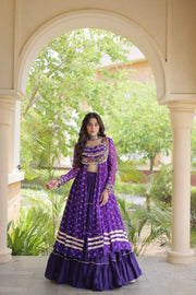 Kora Cotton Lehenga Choli Set for Women with Bandhni Print Kurti