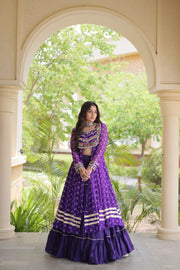 Kora Cotton Lehenga Choli Set for Women with Bandhni Print Kurti