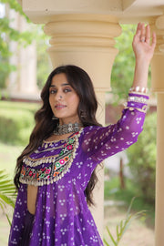 Kora Cotton Lehenga Choli Set for Women with Bandhni Print Kurti