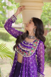 Kora Cotton Lehenga Choli Set for Women with Bandhni Print Kurti