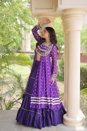 Kora Cotton Lehenga Choli Set for Women with Bandhni Print Kurti