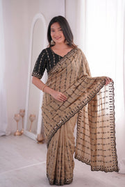Women’s Saree with Mirror Work and Embroidered Border